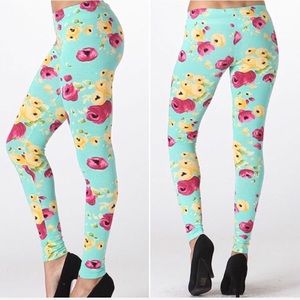 Mint Floral Print Leggings